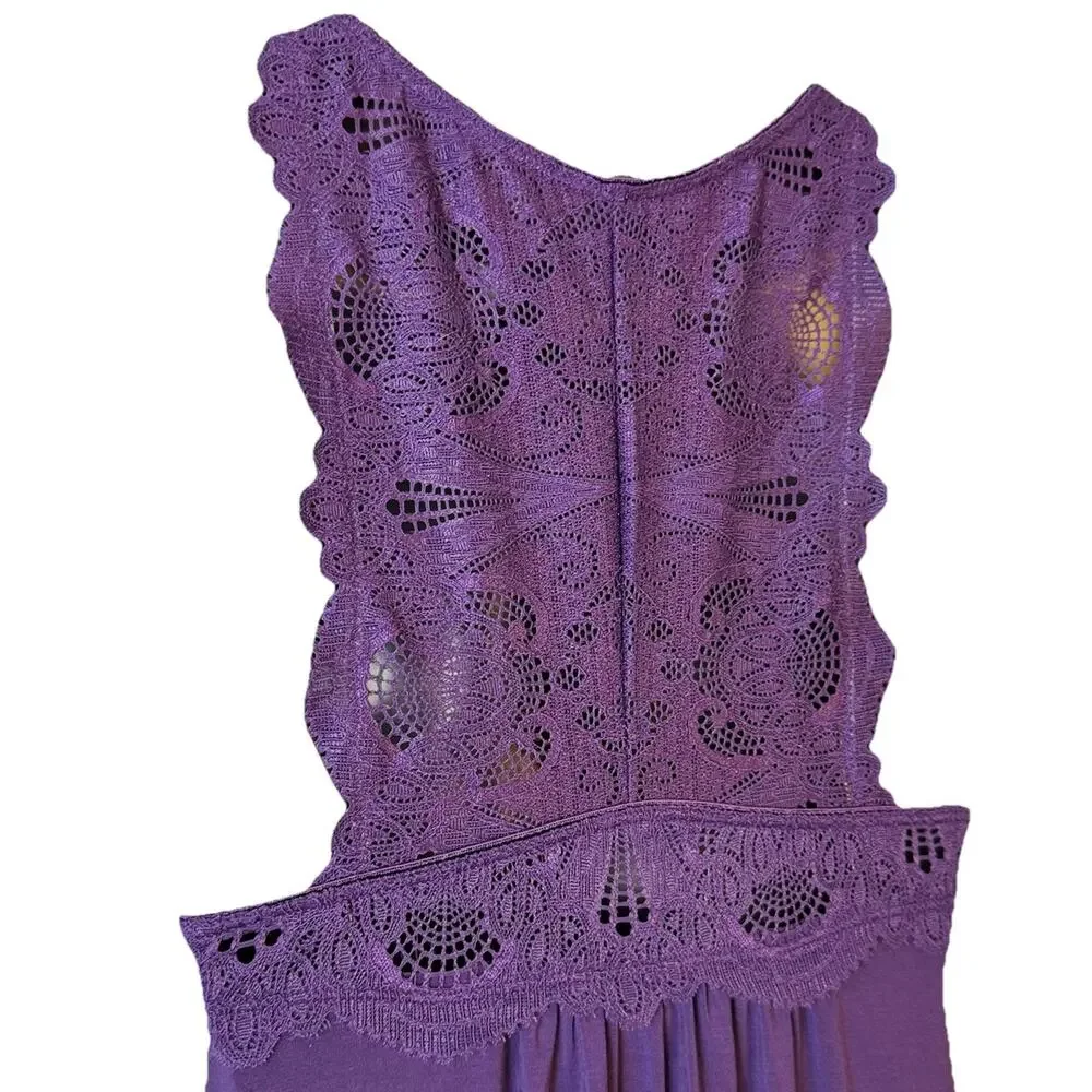 NEW Fleur't Belle Epoque SM Lace Back Stretch Dress Chemise Pinot Purple‎ Fairy
